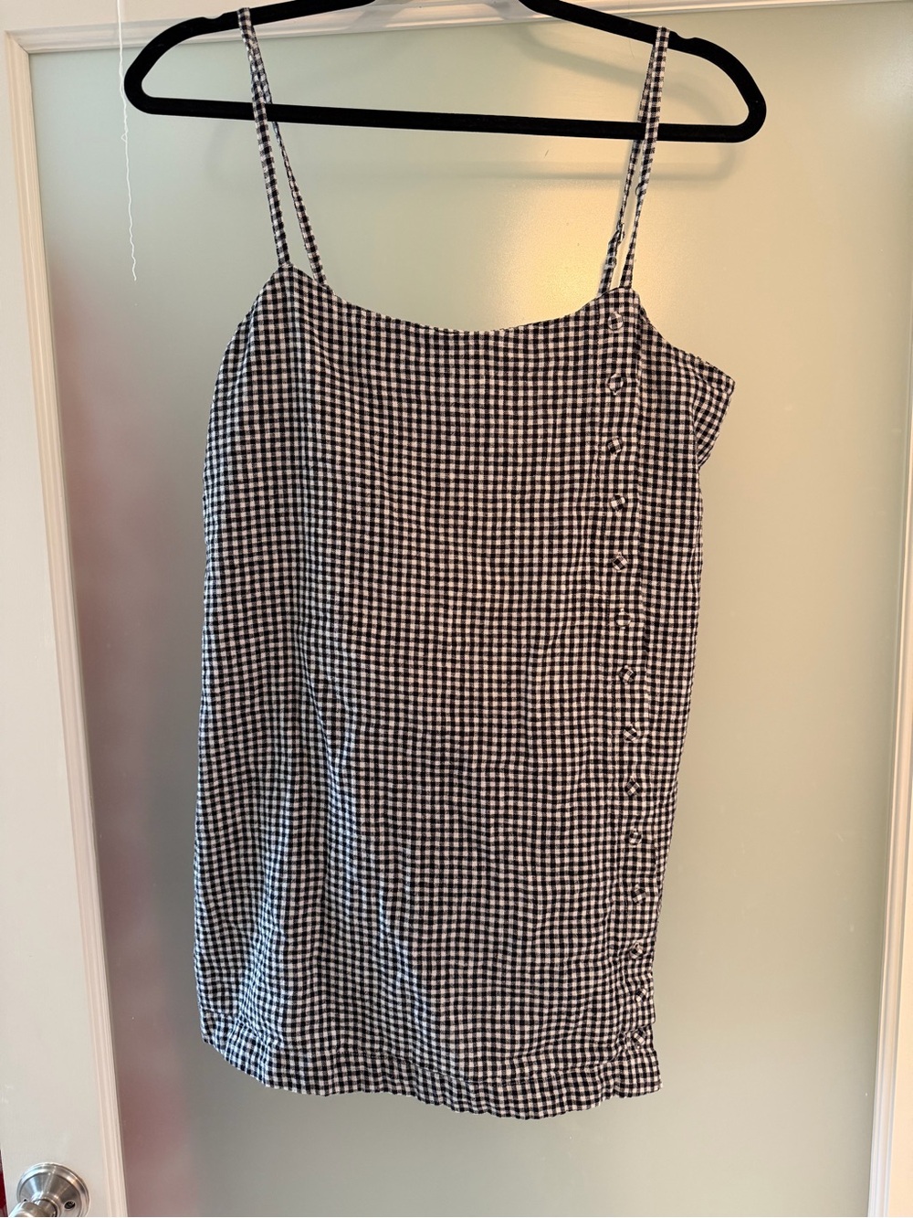 Abercrombie Gingham Spaghetti Strap Mini Skort Dress - Black/White
